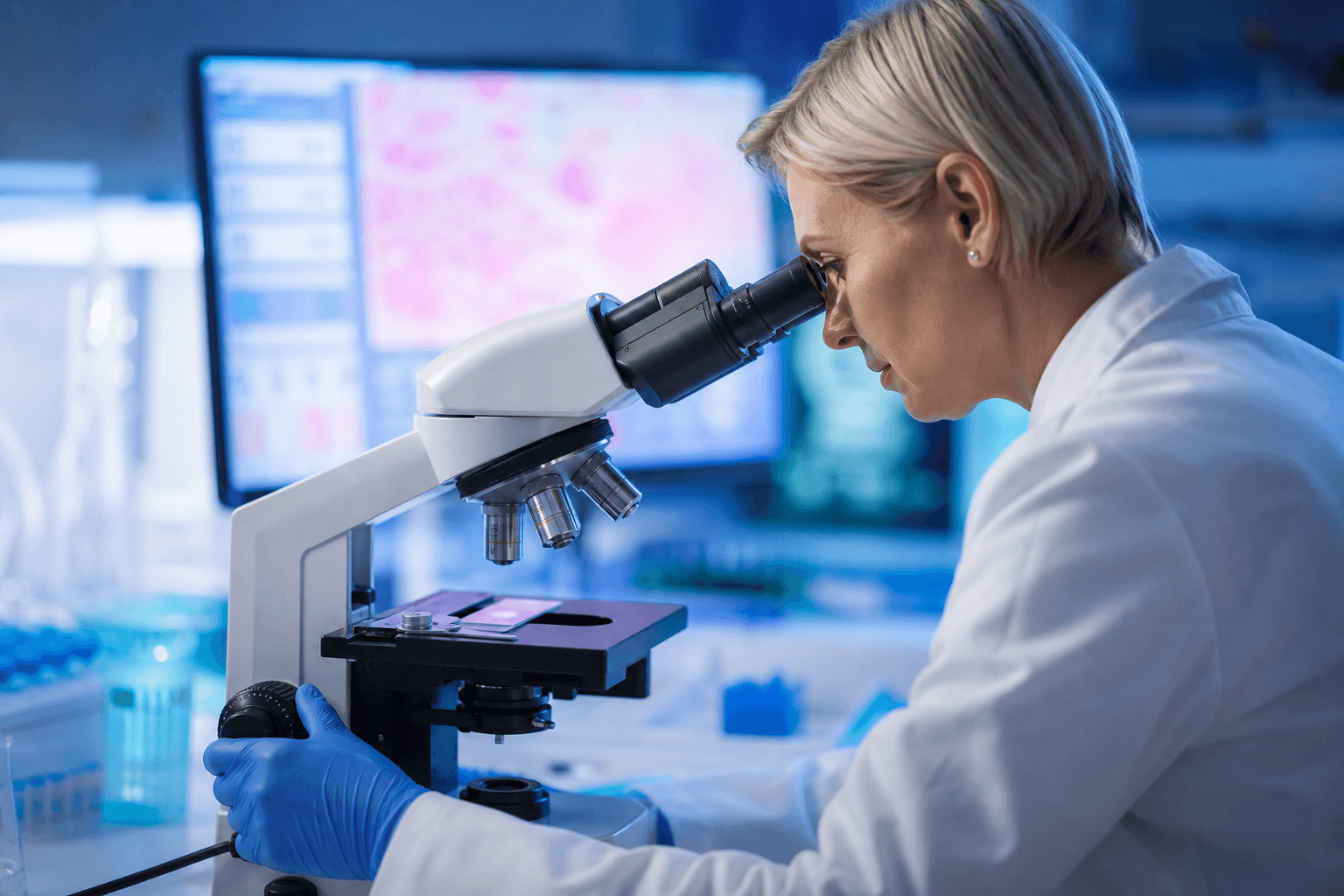 Análisis de diagnóstico oncológico en laboratorio